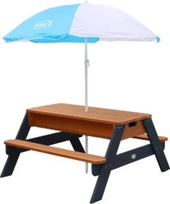 AXI Nick Zand & Water Picknicktafel In Antraciet/Bruin - Parasol Blauw/Wit - Picknick Tafel Voor Kinderen Van Hout -Tuinbenodigdheden Bevordering 1000x1200 2