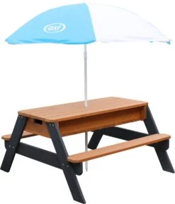AXI Nick Zand & Water Picknicktafel In Antraciet/Bruin - Parasol Blauw/Wit - Picknick Tafel Voor Kinderen Van Hout -Tuinbenodigdheden Bevordering 1031x1200 2