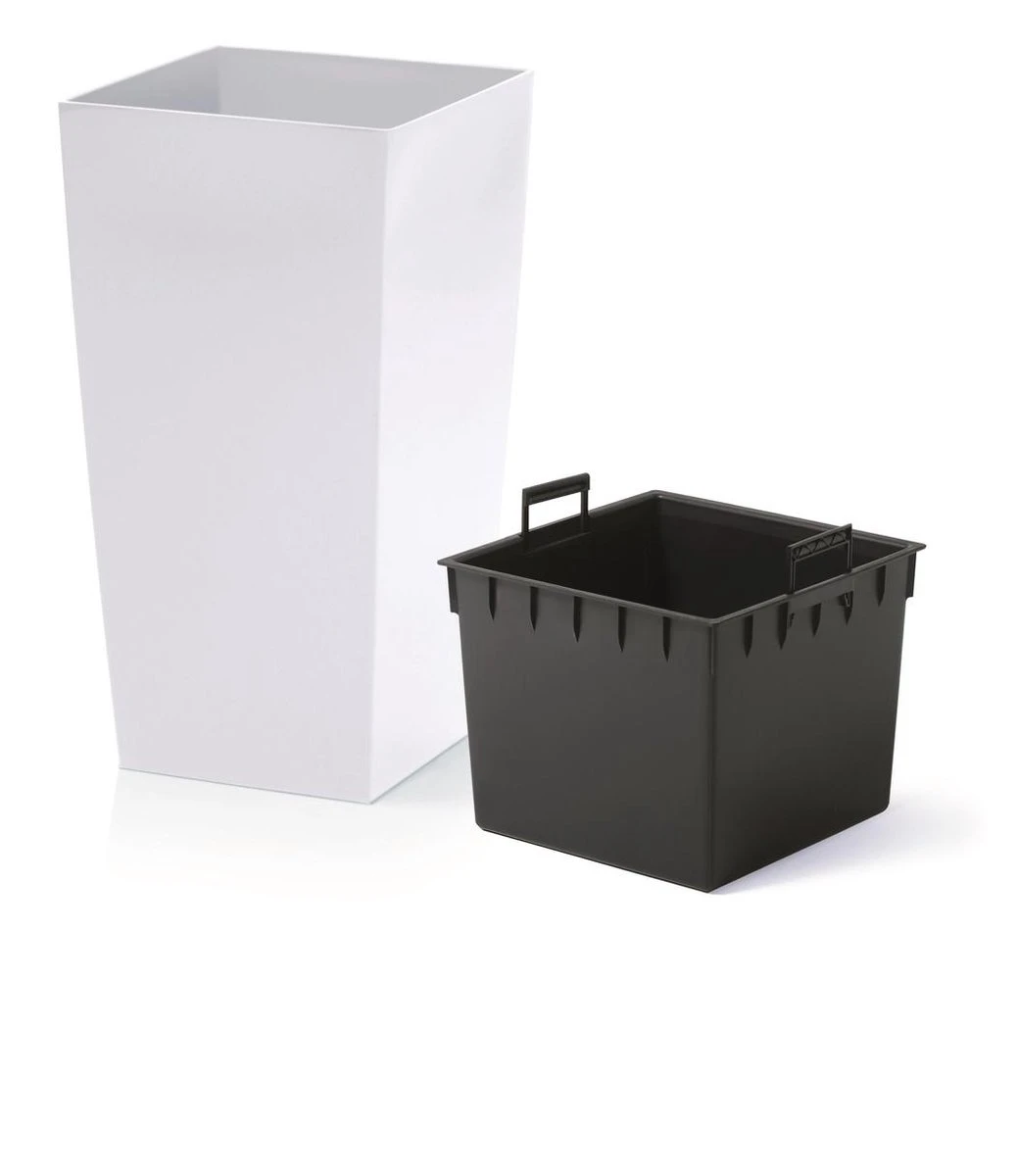Prosperplast Kunststof Urbi Bloempot/plantenpot Met Binnenpot Wit 32 X 32 X 61 Cm - 21/49 Liter - Hoge Vierkante Bloempotten 10 Prosperplast Kunststof Urbi Bloempot/plantenpot Met Binnenpot Wit 32 X 32 X 61 Cm - 21/49 Liter - Hoge Vierkante Bloempotten - Afbeelding 8