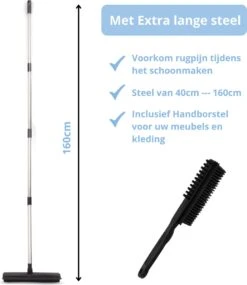 2 In 1 Rubberen Bezem – Bezem Binnen & Buiten – Vloerwisser Met Steel - Met Huisdierhaar Verwijderaar - Vloertrekker – Veger - Extra Lang 160cm -Tuinbenodigdheden Bevordering 1039x1200 2