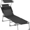 Ligstoel Met Hoofdsteun En Zon Bescherming Verstelbare Rugleuning Inklapbaar Donker Grijs Ligbed Tuin -Tuinbenodigdheden Bevordering 1041x1200