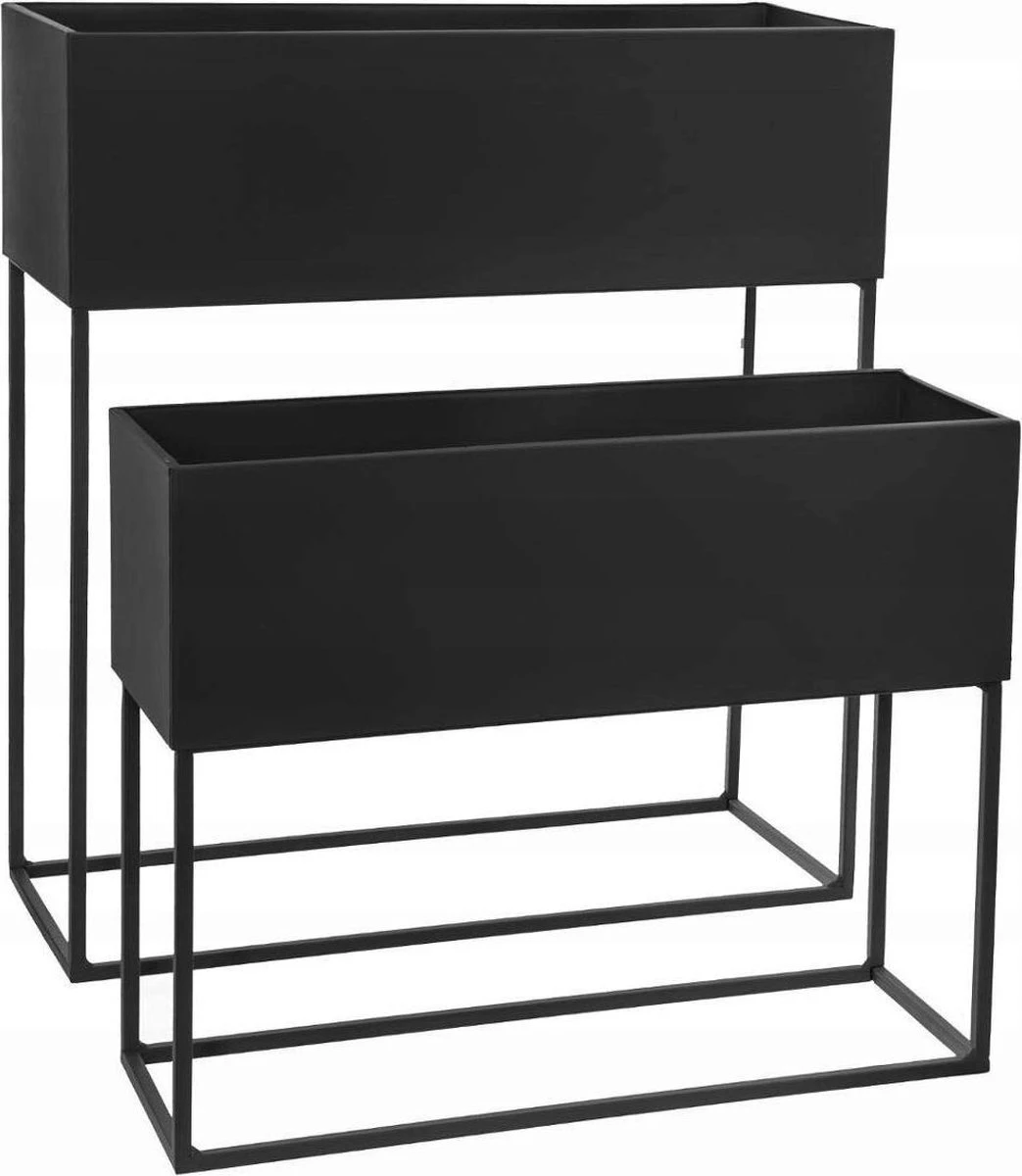Atmosphera Staande Plantenbak Metaal Zwart 2-delig 3 Atmosphera Staande Plantenbak Metaal Zwart 2-delig