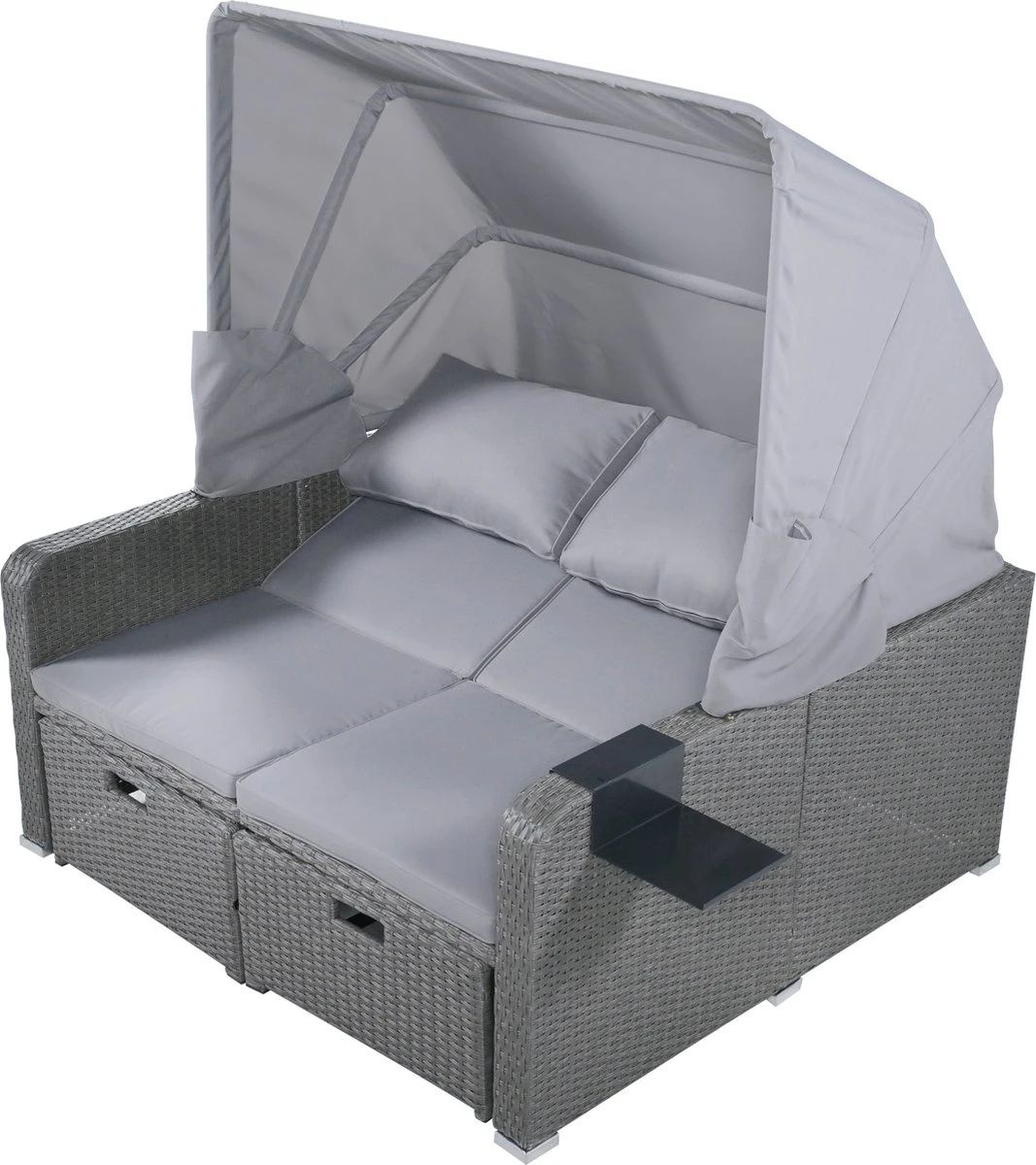 Polyrattan Patio Rieten Meubels Set Voor 2 Personen-Outdoor Rattan Sofa Set Met Intrekbare Luifel-lounge Bank-PE Rotan Loveseat Voor Achtertuin Veranda Tuin Zwembad Balkon-grijs 19 Polyrattan Patio Rieten Meubels Set Voor 2 Personen-Outdoor Rattan Sofa Set Met Intrekbare Luifel-lounge Bank-PE Rotan Loveseat Voor Achtertuin Veranda Tuin Zwembad Balkon-grijs - Afbeelding 17