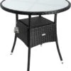 Casaria Polyrattan Bijzettafel 80cm Rond - 5mm Veiligheidsglas – Zwart -Tuinbenodigdheden Bevordering 1069x1200 2