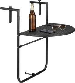 Relaxdays Balkontafel Inklapbaar, Balkon Tafel Rotan, Hangtafel Reling - Zwart -Tuinbenodigdheden Bevordering 1080x1200 5