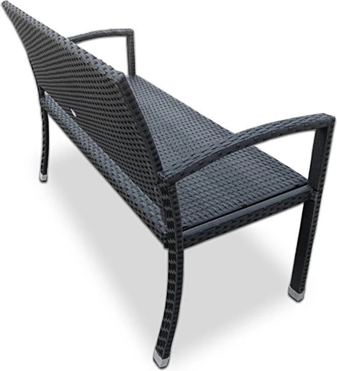 Casaria Polyrattan Tuinbank – 2 Zits UV-bestendig - Zwart 4 Casaria Polyrattan Tuinbank – 2 Zits UV-bestendig - Zwart - Afbeelding 2