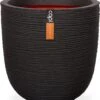 Capi Europe - Bloempot Bol Rib NL - 35x34 - Zwart - Voor Binnen En Buiten - KBLR932