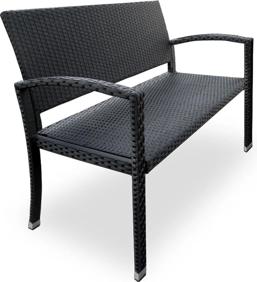 Casaria Polyrattan Tuinbank – 2 Zits UV-bestendig - Zwart 3 Casaria Polyrattan Tuinbank – 2 Zits UV-bestendig - Zwart