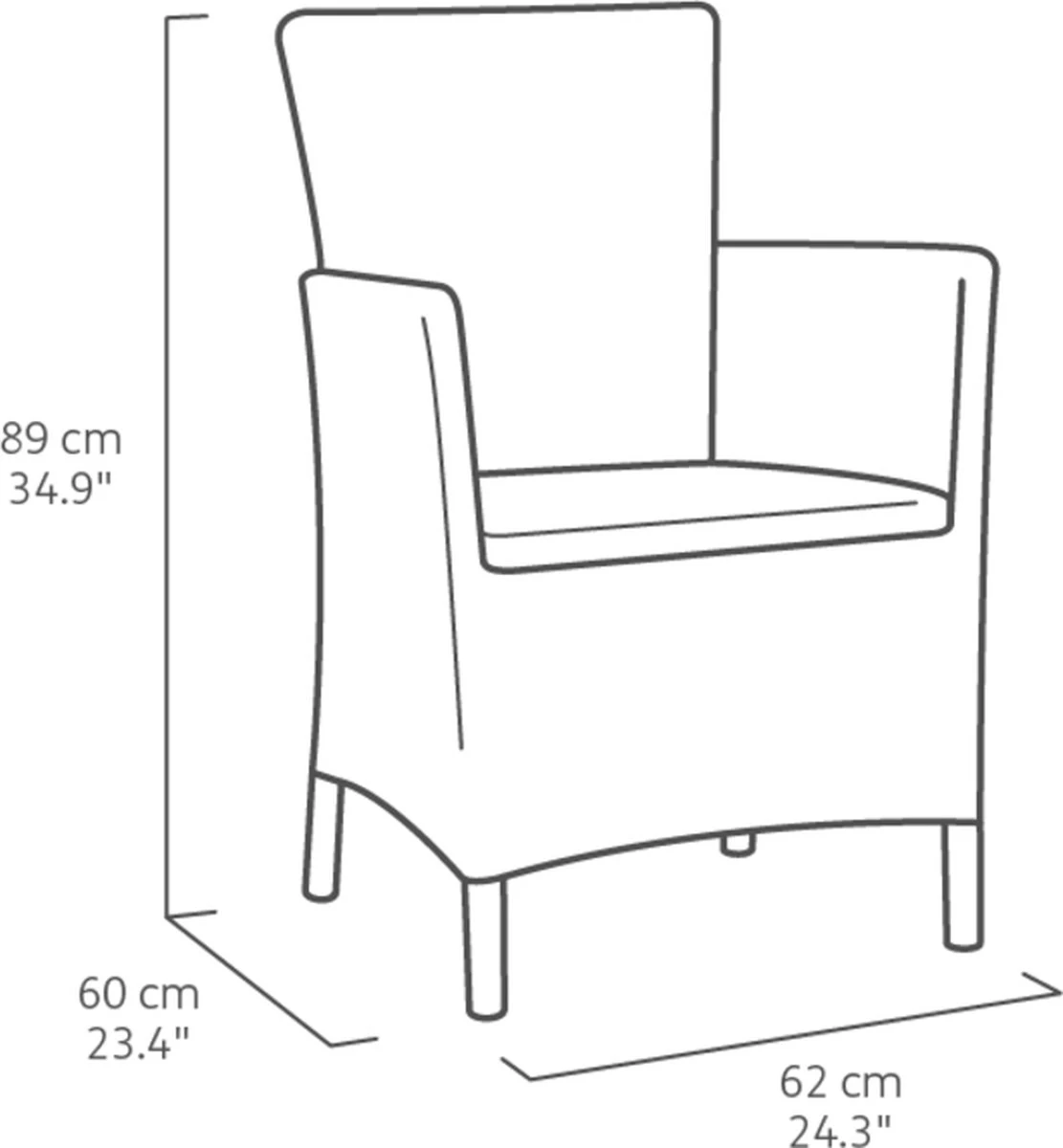Allibert Iowa Tuinstoel - 60x62x89cm – Grafiet 4 Allibert Iowa Tuinstoel - 60x62x89cm – Grafiet - Afbeelding 2