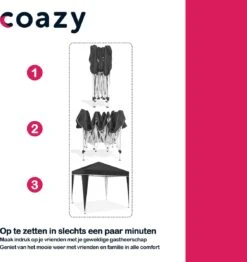 Coazy Waterdichte Partytent 3x3 Meter Opvouwbaar - Paviljoen - Easy Up - Pop-up Tent Met Haringen, Touw En Anti Slip Poten - Waterdicht - Partytenten Weerbestendig -Tuinbenodigdheden Bevordering 1131x1200 8