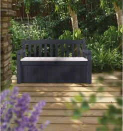 Keter Eden Garden Bench Opbergbank - 265L - 140x60x84cm - Zwart/Grijs -Tuinbenodigdheden Bevordering 1132x1200