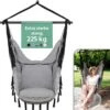 Vita5 XXL Hangstoel | Binnen&Buiten Hangnest | Incl. 2 Kussens En Boekenvak | Volwassenen&Kinderen | Hangmatstoel Tot 225kg | Grijs -Tuinbenodigdheden Bevordering 1153x1200 2