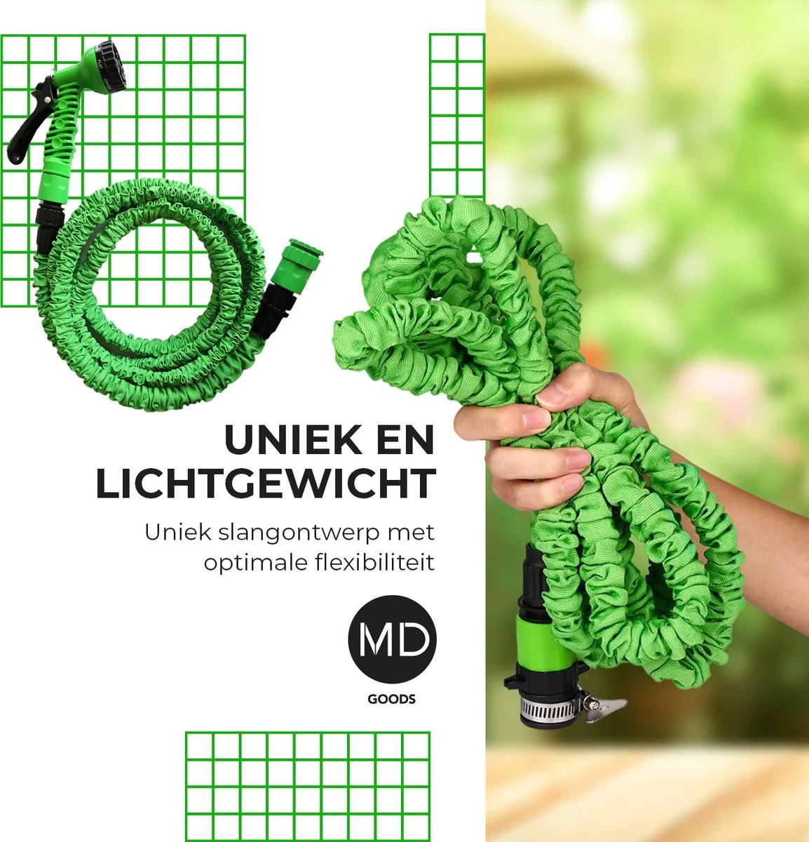 Uitrekbare Tuinslang Tot 15 Meter Van MD-goods ® - Tuinsproeier - Tuin Besproeien - Waterslang - Sproeikop - Groen - Flexibel Elastisch 9 Uitrekbare Tuinslang Tot 15 Meter Van MD-goods ® - Tuinsproeier - Tuin Besproeien - Waterslang - Sproeikop - Groen - Flexibel Elastisch - Afbeelding 7