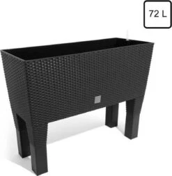 Prosperplast Kunststof Rato Plantenbak Op Poten Met Irrigatiesysteem Antraciet 80 X 33 X 62 Cm - 72 Liter - Balkonbakken/bloembakken -Tuinbenodigdheden Bevordering 1173x1200 1