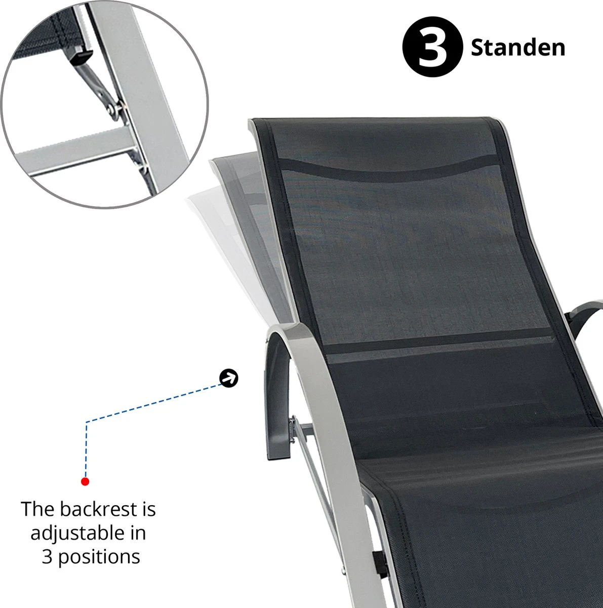 MaxxGarden Ligbed Set - 2 Stuks Zwart - Met Tafel - Sun Loungers - Loungebed 6 MaxxGarden Ligbed Set - 2 Stuks Zwart - Met Tafel - Sun Loungers - Loungebed - Afbeelding 4