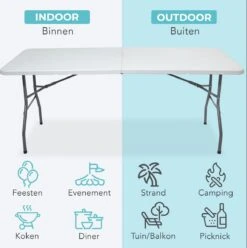 LifeGoods Klaptafel - Inklapbaar - 70x180cm - Verstelbare Vouwtafel - Weerbestendig - Wit -Tuinbenodigdheden Bevordering 1193x1200 3