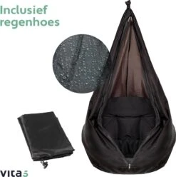 Vita5 Macramé Hangstoel - Voor Binnen En Buiten - Zonder Standaard - Incl. Kussen, Boekenvak En Beschermhoes - Tot 150kg - Zwart 22 Vita5 Macramé Hangstoel - Voor Binnen En Buiten - Zonder Standaard - Incl. Kussen, Boekenvak En Beschermhoes - Tot 150kg - Zwart -Tuinbenodigdheden Bevordering 1194x1200 3