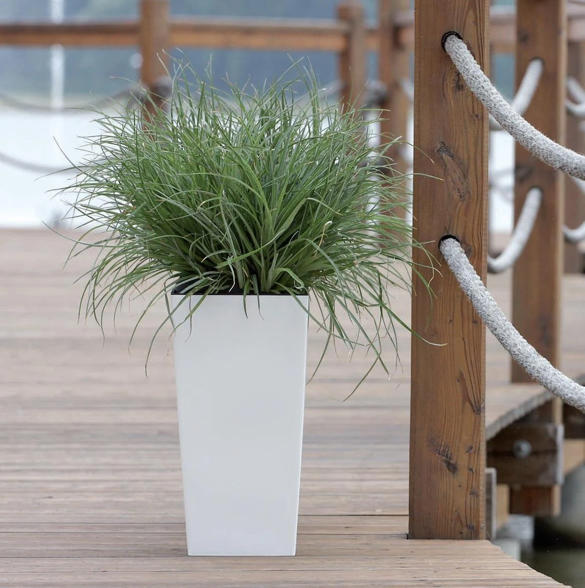 Prosperplast Kunststof Urbi Bloempot/plantenpot Met Binnenpot Wit 32 X 32 X 61 Cm - 21/49 Liter - Hoge Vierkante Bloempotten 6 Prosperplast Kunststof Urbi Bloempot/plantenpot Met Binnenpot Wit 32 X 32 X 61 Cm - 21/49 Liter - Hoge Vierkante Bloempotten - Afbeelding 4