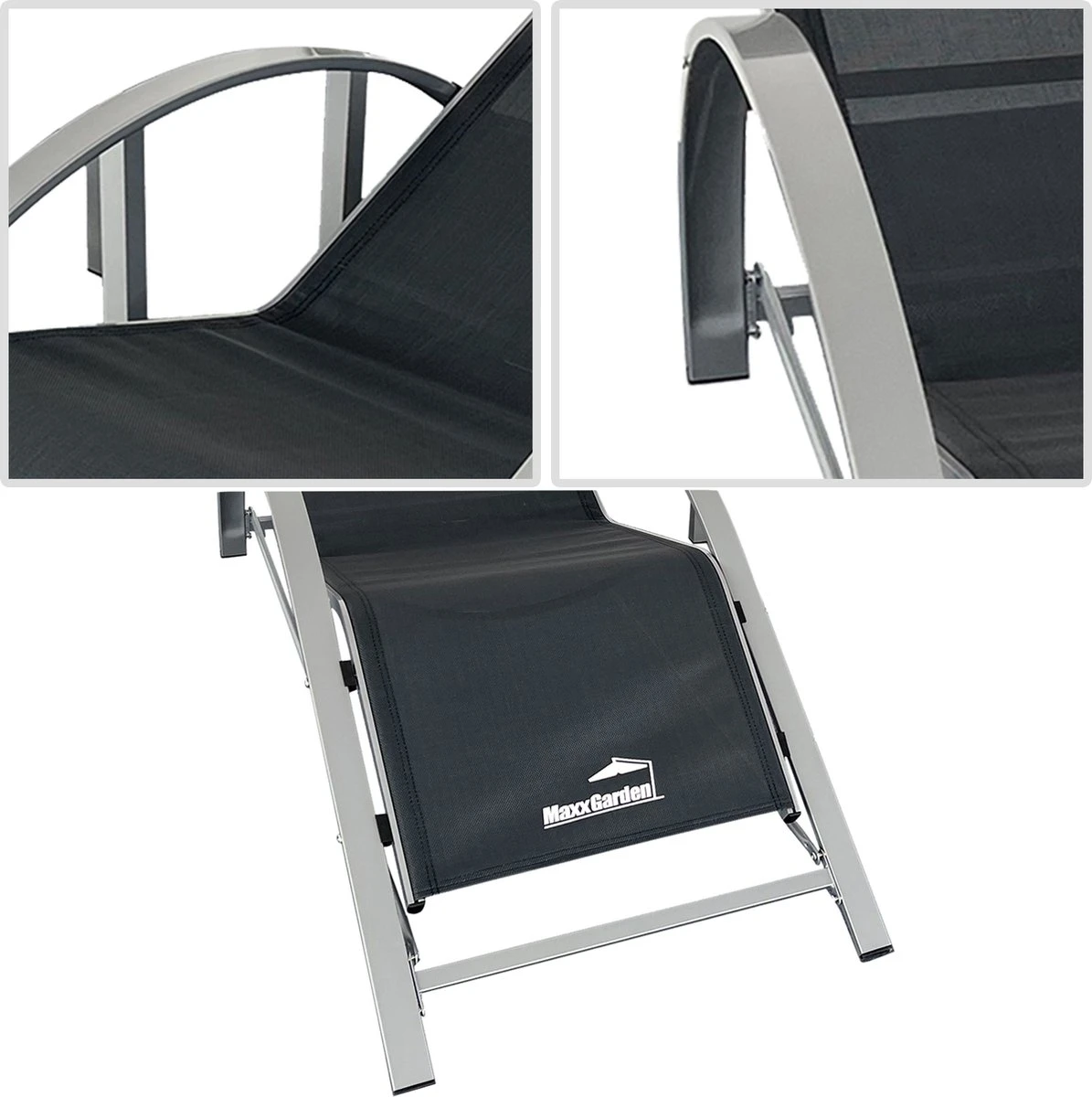 MaxxGarden Ligbed Set - 2 Stuks Zwart - Met Tafel - Sun Loungers - Loungebed 5 MaxxGarden Ligbed Set - 2 Stuks Zwart - Met Tafel - Sun Loungers - Loungebed - Afbeelding 3