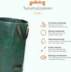 Goliving Tuinafvalzak - Set Van 2- Tuinafvalzakken Opvouwbaar - Tuinzak - Tuinafvalemmer - 2x 280 Liter - Groen 14 Goliving Tuinafvalzak - Set Van 2- Tuinafvalzakken Opvouwbaar - Tuinzak - Tuinafvalemmer - 2x 280 Liter - Groen -Tuinbenodigdheden Bevordering 1195x1200