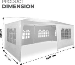 MaxxGarden Partytent - Paviljoen - 300 X 600 X 250 Cm - Met Zijwanden - Waterdicht Pro - 32mm Buizen – Wit -Tuinbenodigdheden Bevordering 1200x1030 6