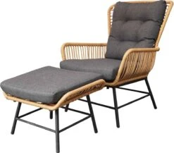 BUITEN Living Dex Wicker Loungestoel Tuin Incl. Wicker Voetenbank | Wicker + Aluminium | Bamboe Antraciet -Tuinbenodigdheden Bevordering 1200x1056 1