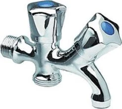 Dubbele Tapkraan Bonfix - 1/2" Muuraansluiting - 3/4" Onderaansluiting -Tuinbenodigdheden Bevordering 1200x1073 1