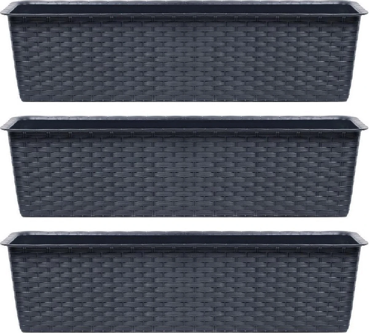 Merkloos 4x Ratolla Rotan Plantenbak/bloembak Antraciet 6.3 Liter - Tuin Decoraties 3 Merkloos 4x Ratolla Rotan Plantenbak/bloembak Antraciet 6.3 Liter - Tuin Decoraties