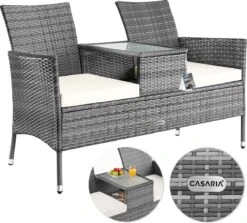 Casaria Polyrattan Tuinbank - Incl. Tafel & Kussens 7 Cm - Grijs 19 Casaria Polyrattan Tuinbank - Incl. Tafel & Kussens 7 Cm - Grijs -Tuinbenodigdheden Bevordering 1200x1084