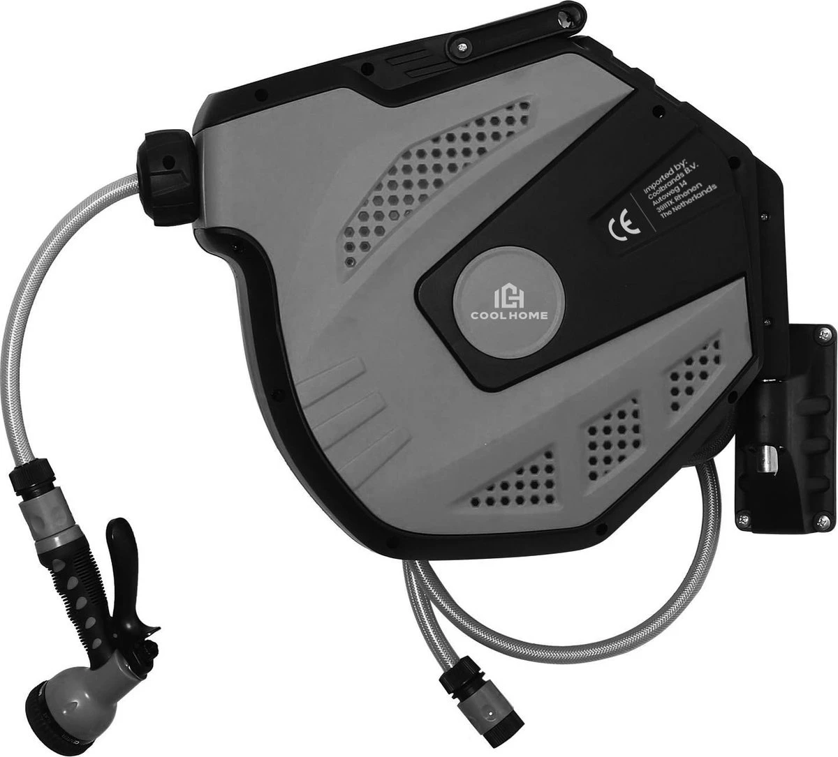 CoolHome - Wandslangenbox 20 Meter + 2 Meter - Tuinslang Met Haspel- Slangenhouder 180° Draaibaar - Tuinslanghaspel Zwart - Grijs 3 CoolHome - Wandslangenbox 20 Meter + 2 Meter - Tuinslang Met Haspel- Slangenhouder 180° Draaibaar - Tuinslanghaspel Zwart - Grijs