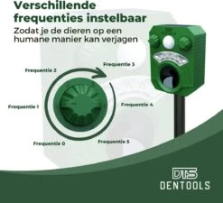 Dentools Ultrasone Kattenverjager 110 Graden - Ongedierte Verjager - Ongediertebestrijding - Zonneenergie - Groot Bereik - Oplaadbaar -Tuinbenodigdheden Bevordering 1200x1092