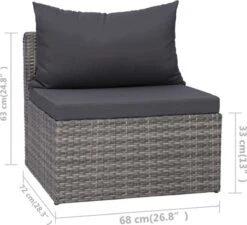 VidaXL 3-delige Loungeset Met Kussens Poly Rattan Grijs 11 VidaXL 3-delige Loungeset Met Kussens Poly Rattan Grijs -Tuinbenodigdheden Bevordering 1200x1095