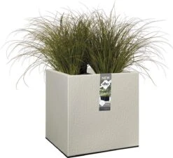 Elho Vivo Structure Finish Vierkant 40 - Plantenbak Voor Binnen & Buiten - Ø 39 X H 41 - Grijs/Warm Grijs -Tuinbenodigdheden Bevordering 1200x1095 3