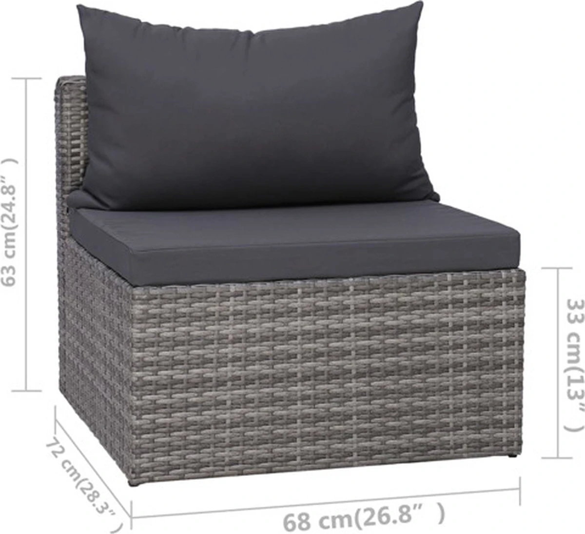 VidaXL 3-delige Loungeset Met Kussens Poly Rattan Grijs 5 VidaXL 3-delige Loungeset Met Kussens Poly Rattan Grijs - Afbeelding 3