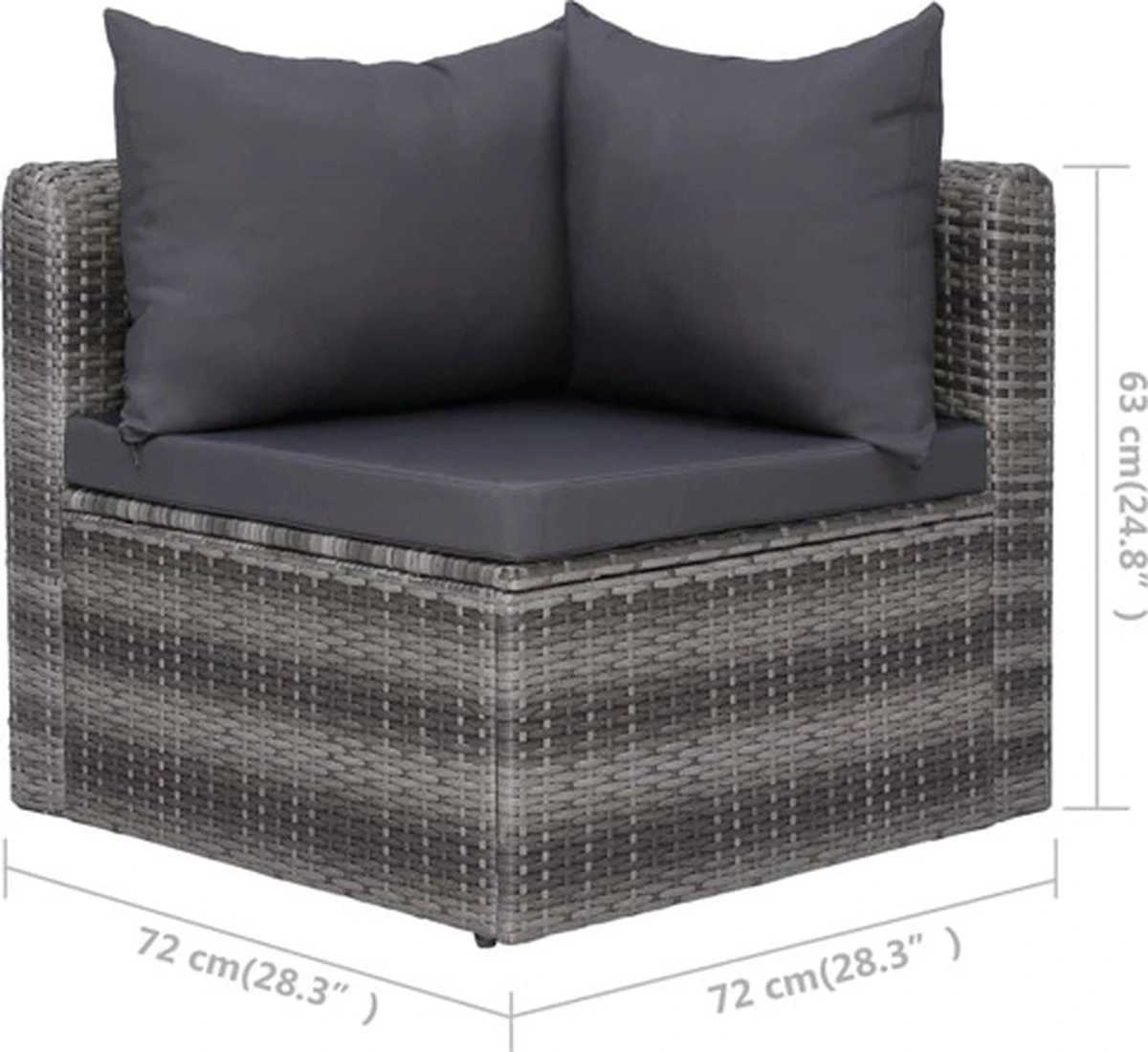 VidaXL 3-delige Loungeset Met Kussens Poly Rattan Grijs 4 VidaXL 3-delige Loungeset Met Kussens Poly Rattan Grijs - Afbeelding 2