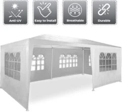 MaxxGarden Partytent - Paviljoen - 300 X 600 X 250 Cm - Met Zijwanden - Waterdicht Pro - 32mm Buizen – Wit -Tuinbenodigdheden Bevordering 1200x1108