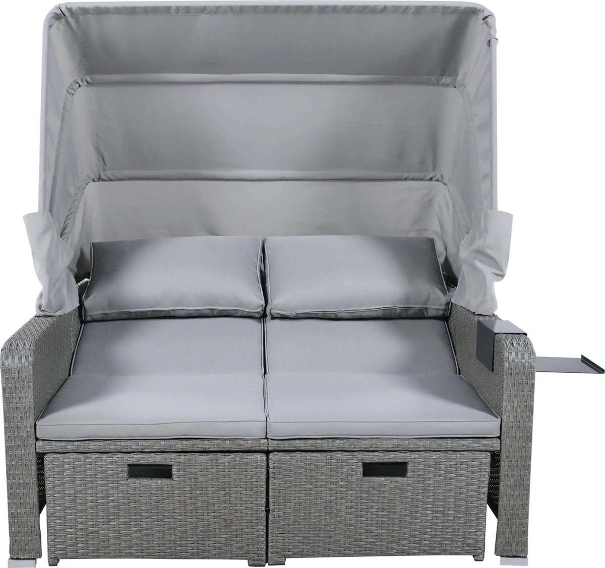 Polyrattan Patio Rieten Meubels Set Voor 2 Personen-Outdoor Rattan Sofa Set Met Intrekbare Luifel-lounge Bank-PE Rotan Loveseat Voor Achtertuin Veranda Tuin Zwembad Balkon-grijs 9 Polyrattan Patio Rieten Meubels Set Voor 2 Personen-Outdoor Rattan Sofa Set Met Intrekbare Luifel-lounge Bank-PE Rotan Loveseat Voor Achtertuin Veranda Tuin Zwembad Balkon-grijs - Afbeelding 7