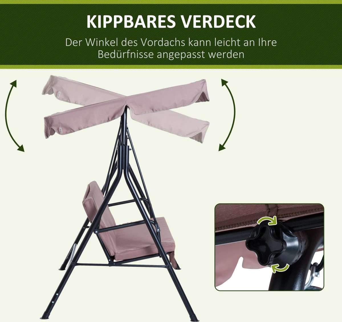 Outsunny Hollywoodschommel 3-zits Tuinschommel Schommelbank Met Dak 3 Kleuren 84A-054 5 Outsunny Hollywoodschommel 3-zits Tuinschommel Schommelbank Met Dak 3 Kleuren 84A-054 - Afbeelding 3