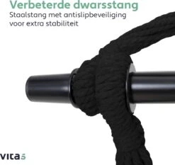 Vita5 XXL Hangstoel - Binnen&Buiten Hangnest - Incl. 2 Kussens En Boekenvak - Volwassenen&Kinderen - Hangmatstoel Tot 225kg - Zwart -Tuinbenodigdheden Bevordering 1200x1134 4