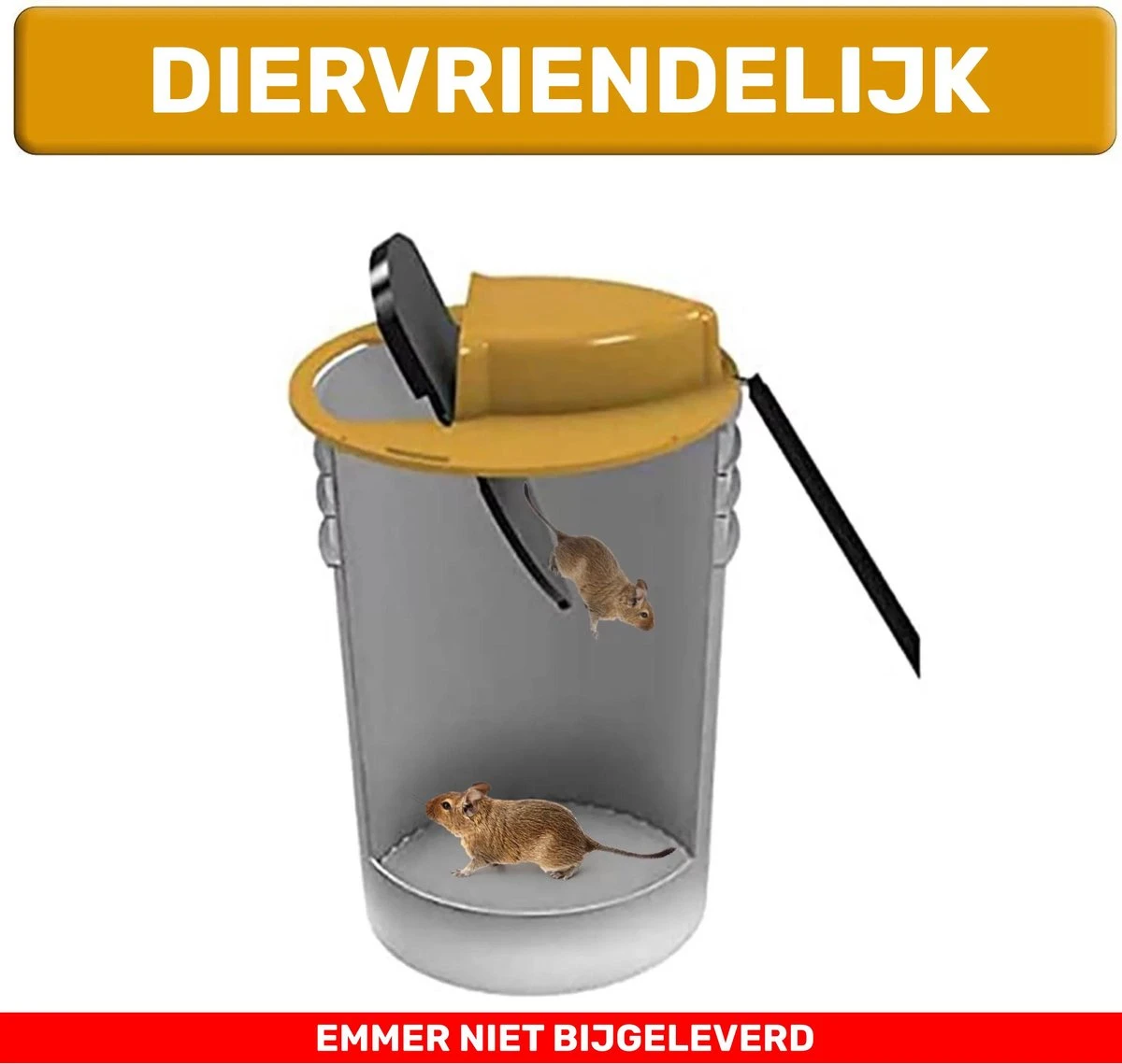 Merkloos Muizenval Emmer Deksel - Rattenval - Diervriendelijke Muizenval - Rattenval - Zonder Muizengif - Herbruikbaar - Binnen En Buiten 4 Merkloos Muizenval Emmer Deksel - Rattenval - Diervriendelijke Muizenval - Rattenval - Zonder Muizengif - Herbruikbaar - Binnen En Buiten - Afbeelding 2