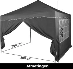 Easy Up Partytent - Partytent - Paviljoen - Partytent Opvouwbaar - Partytent 3x3 - Partytent Met Zijwanden - Inclusief Trolley - Waterdicht - UV 50+ Bescherming - Met Ramen - 16 Kg - Staal - Antraciet - 300 X 300 Cm -Tuinbenodigdheden Bevordering 1200x1142 3