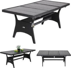 Casaria Polyrattan Tuintafel - WPC Tafelblad 190x90x74 Cm – Zwart -Tuinbenodigdheden Bevordering 1200x1154 1