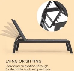 Blumfeldt Renazzo Lounge Ligstoel - Ligbed Voor De Tuin - Aluminium Tuinstoel - 6 Standen - Waterafstotend - Bekleding Van 70 % Pvc En 30 % Polyetheen - Zwart -Tuinbenodigdheden Bevordering 1200x1157 3