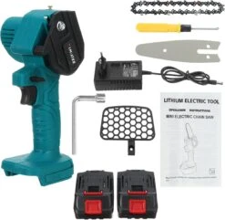 Merkloos Mini Accu Kettingzaag - 4 Inch Elektrische Boomzaag - Handkettingzaag - Met 2 Accu En 1 Oplader - Voor Tuinboom Ranch Bomen Snijden Hout- Blauw -Tuinbenodigdheden Bevordering 1200x1170 1