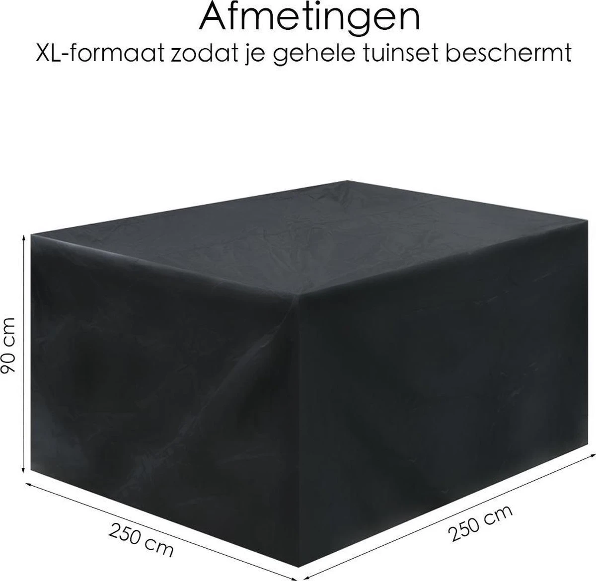 Merkloos Beschermhoes Voor Tuinmeubelen - 250x250x90cm - Zwart 4 Merkloos Beschermhoes Voor Tuinmeubelen - 250x250x90cm - Zwart - Afbeelding 2