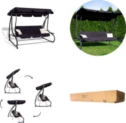 Springos Schommelbank | Linda-Schommel | 3-zits | Waterafstotend | Inclusief 2 Kussens | Verstelbare Luifel | 162 X 200 X 120 Cm | Zwart 19 Springos Schommelbank | Linda-Schommel | 3-zits | Waterafstotend | Inclusief 2 Kussens | Verstelbare Luifel | 162 X 200 X 120 Cm | Zwart -Tuinbenodigdheden Bevordering 1200x1171 4