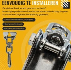 Itstrong® Plafondhaak Ophangsysteem Voor Binnen & Buiten – Ophanghaak Voor Bokszak – Schommel – Schommelstoel – Hangstoel - RVS -Tuinbenodigdheden Bevordering 1200x1178 7