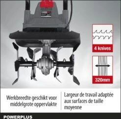 Powerplus POWEG7010 Tuinfrees - 1050W - Werkbreedte 320mm - Werkdiepte Max. 220mm - Incl. 4 Messen 12 Powerplus POWEG7010 Tuinfrees - 1050W - Werkbreedte 320mm - Werkdiepte Max. 220mm - Incl. 4 Messen -Tuinbenodigdheden Bevordering 1200x1179 6