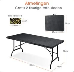Lenx Klaptafel - Inklapbare Tafel - Opvouwbare Tuintafel - Vouwtafel - Inclusief Handvat En 2 Tafelkleden - 180x75x74cm - 6 Tot 8 Personen 15 Lenx Klaptafel - Inklapbare Tafel - Opvouwbare Tuintafel - Vouwtafel - Inclusief Handvat En 2 Tafelkleden - 180x75x74cm - 6 Tot 8 Personen -Tuinbenodigdheden Bevordering 1200x1179 9