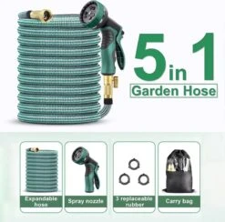 IBright Extra Sterke Uitrekbare Tuinslang - Flexibel - 15 Meter - Inclusief Opbergtas ,Sproeier ,Koppelstuk En Ophanghaak - Groen 11 IBright Extra Sterke Uitrekbare Tuinslang - Flexibel - 15 Meter - Inclusief Opbergtas ,Sproeier ,Koppelstuk En Ophanghaak - Groen -Tuinbenodigdheden Bevordering 1200x1183 5